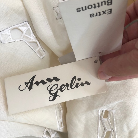 Ann Gerlin Vintage Embroidered Linen Skirt Suit White Size 10 - Picture 10 of 10